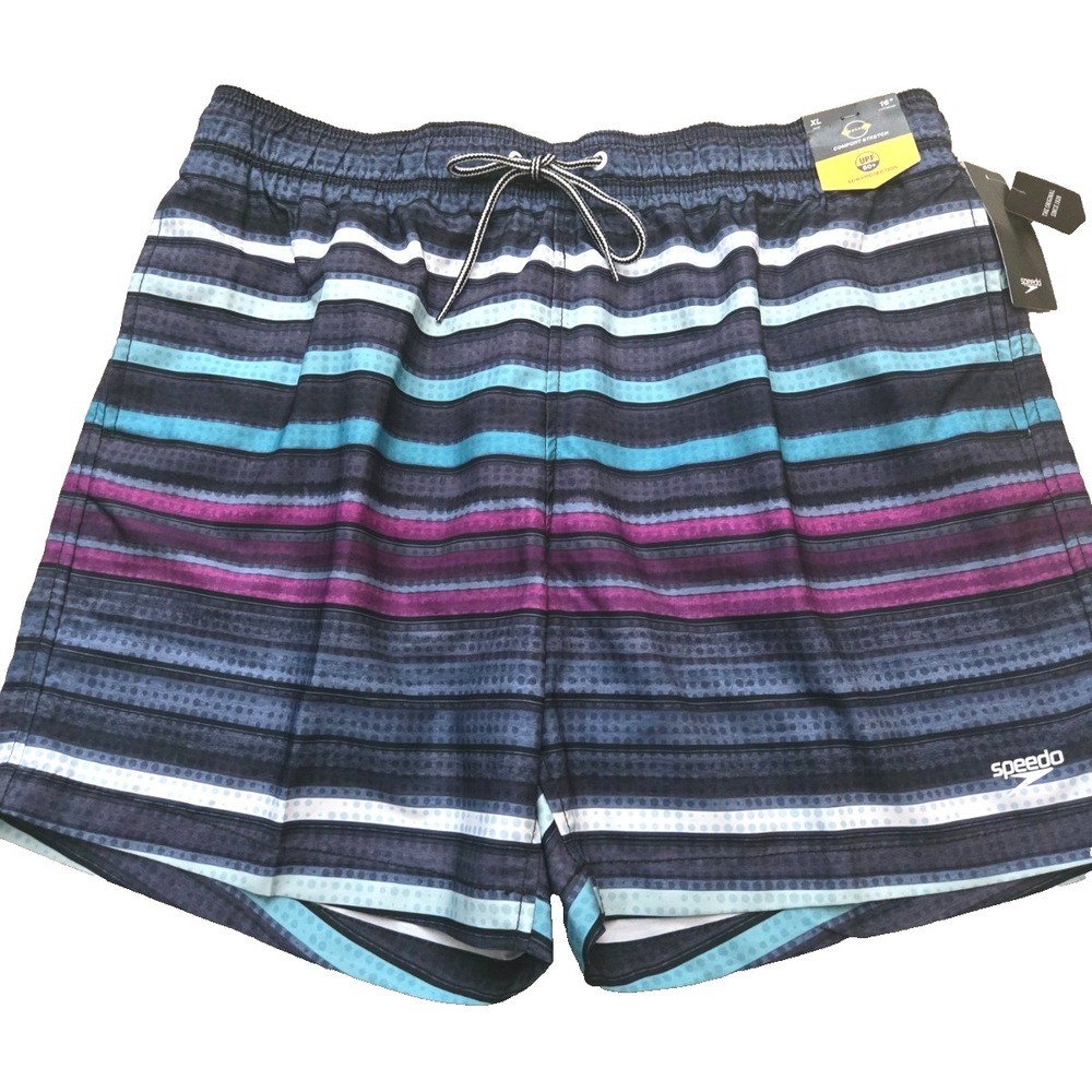 Speedo 16"  Swim Trunks Men's XL Multi-Color Blue  NWT